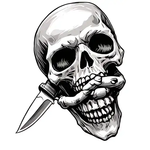 Skeleton Hand Holding A Knife