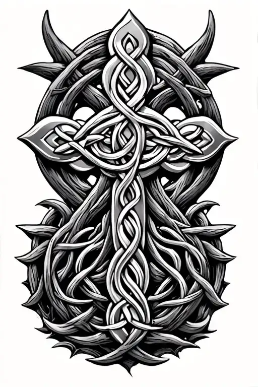 Celtic Tree Knot Cross Intertwined