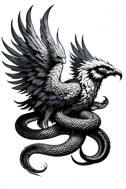 Phoenix And Snake Around It