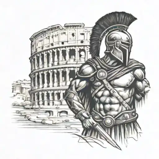 Spartan With Colosseum In Background For Forearm