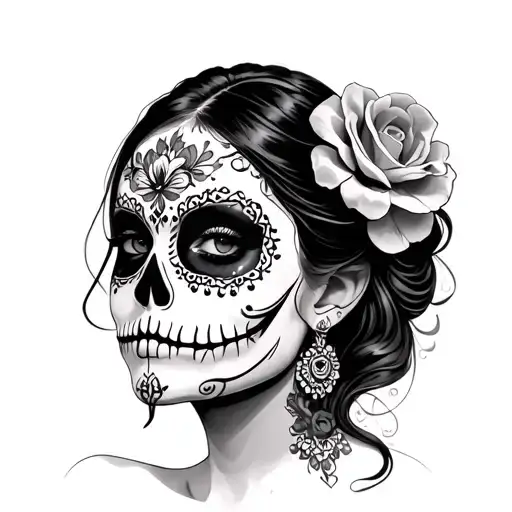 Woman In Sugar Skull Makeup