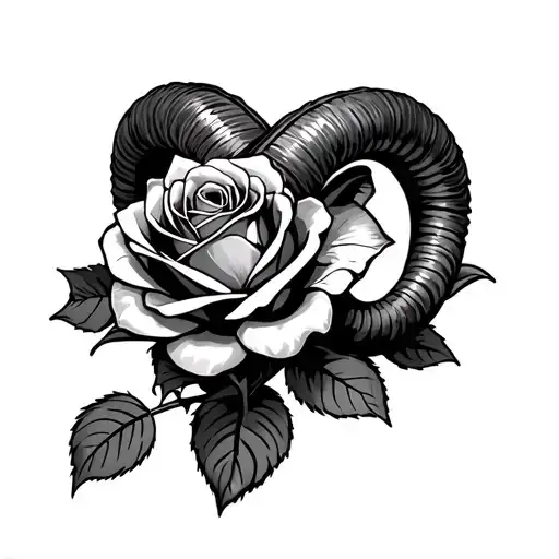 Ram Horns But No Head A Rose