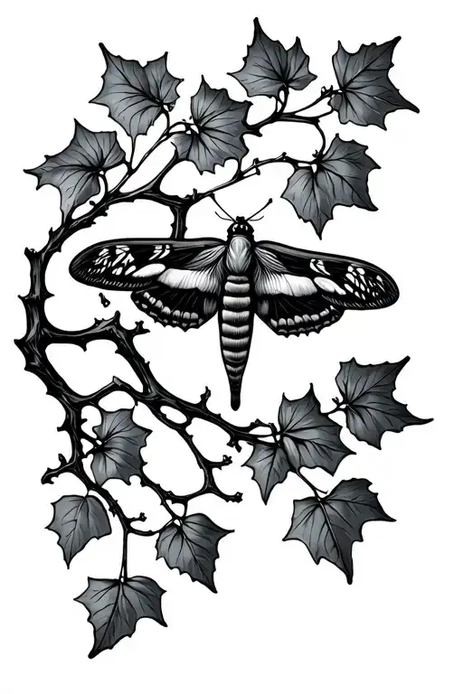 Ivy Branch With A Moth