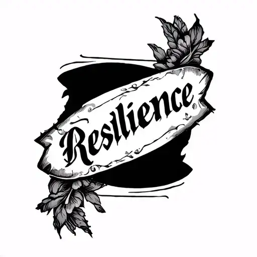 A Arm Tattoo Written Resilience Done In Black Ink Amd Cylburn Font Must Have Nice Shades Around