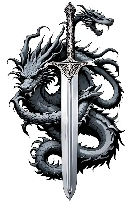 Sword With Dragon Wrapped
