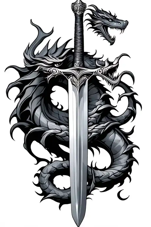 Sword With Dragon Wrapped