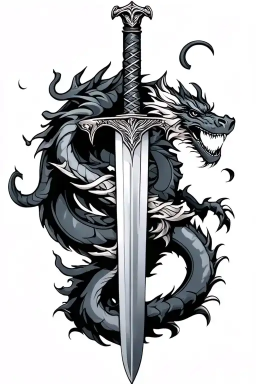 Sword With Dragon Wrapped