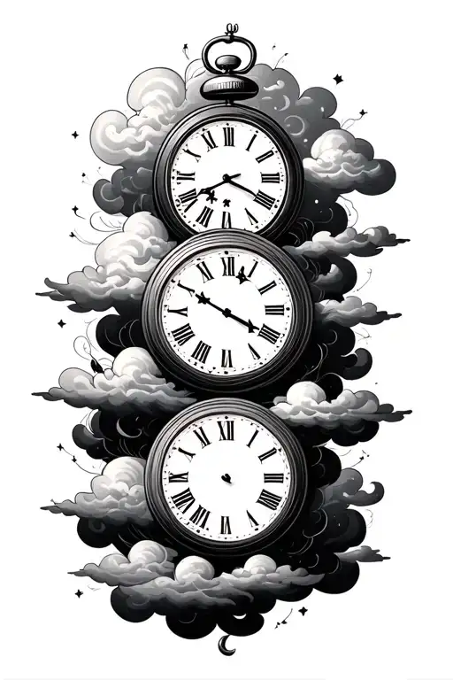 Two Clocks With Clouds Surrounding