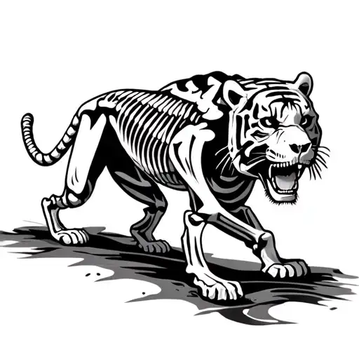 Skeleton Of A Tiger Walking Down