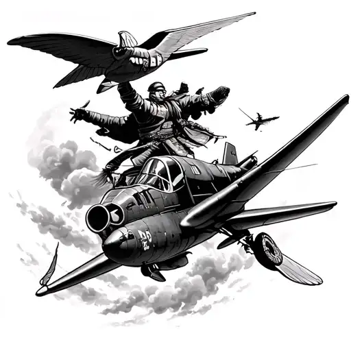 Naval Aviator In A Dogfight With A Samurai Warrior In The Sky