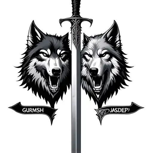 Wolf Head Dagger With Name Engraved In Blades Both Sides Gurmesh And Jasdeep
