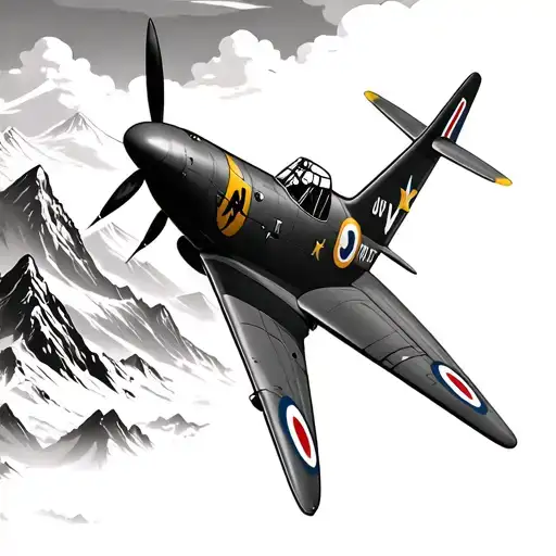 Spitfire Flying Through Mountain Range