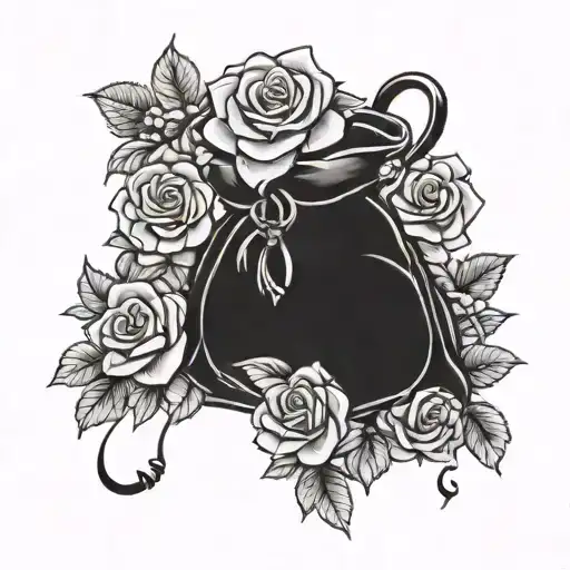 Money Bag With Roses Around It