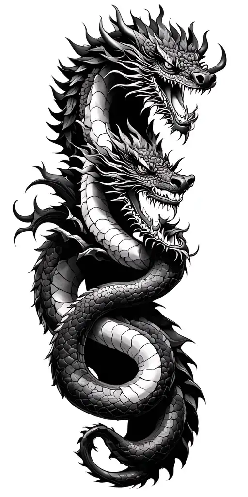Thai Demon And Dragon And Snake
