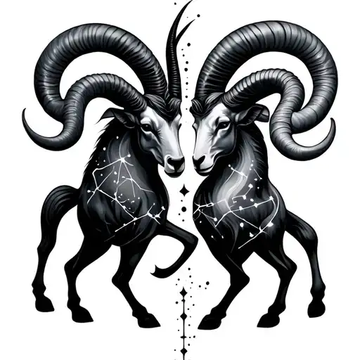 Capricorn And Aries Constellation Intertwined Representing The Client's