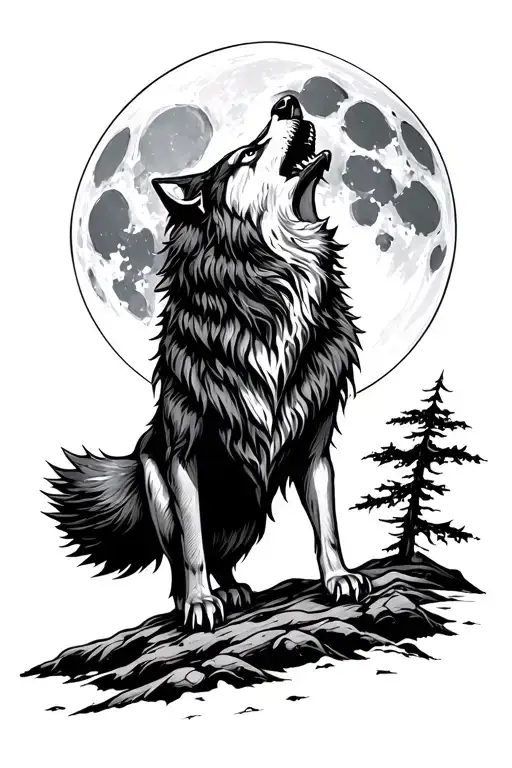 Viking Wolf Howling At The Moon