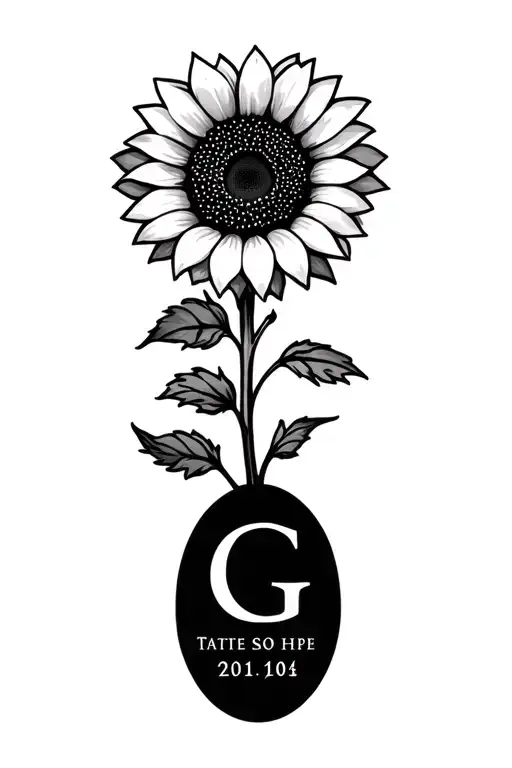Sunflower With Initials And Wedding Date