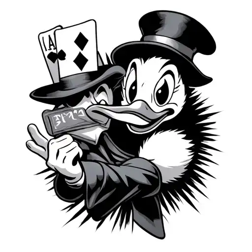 Donald Duck With Card Joker Gangster Style
