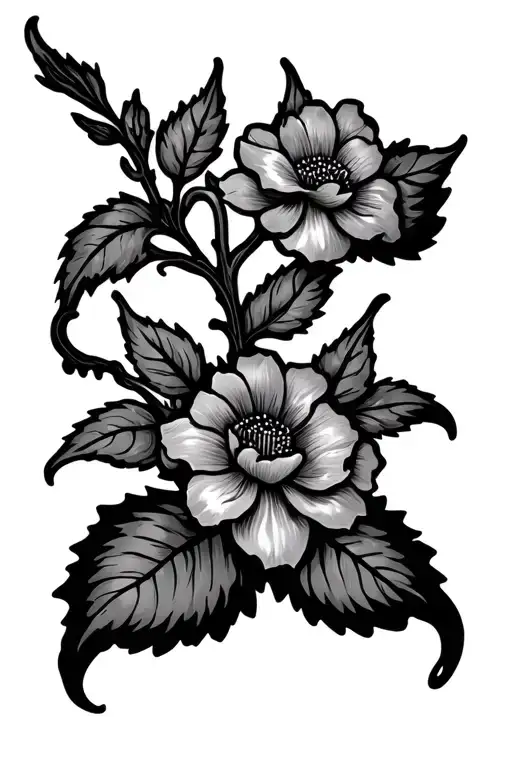 Vine And Flowers Blooming