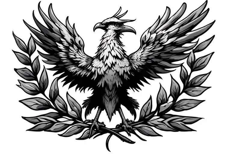 Phoenix Below Laurel Wreath