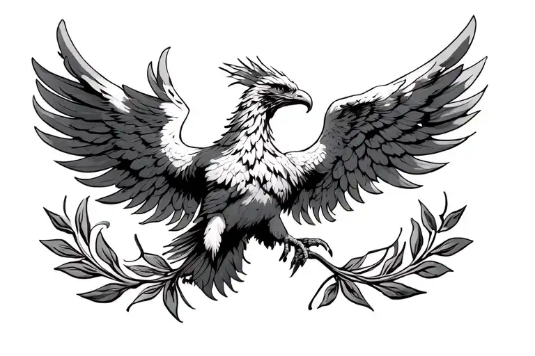 Phoenix Above Laurel Wreath