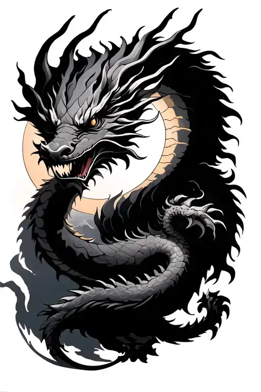 Dragon Surrounding A Sun