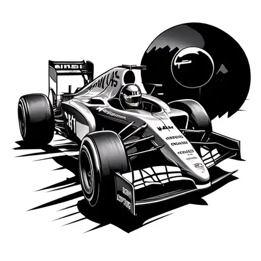 Formula One Car And Cannon Logo Merged