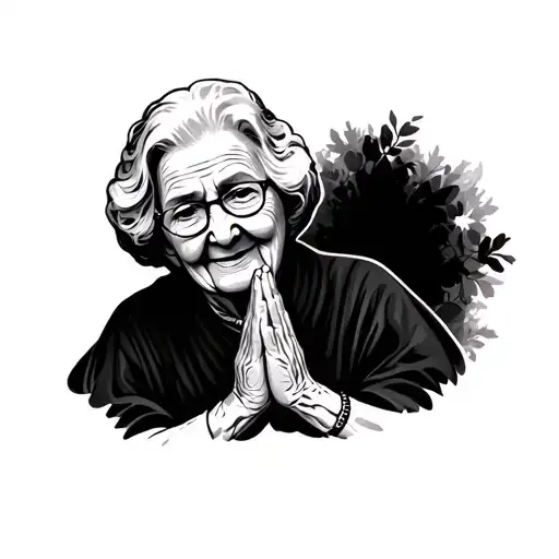 Grandma In Prayer Hands Holding