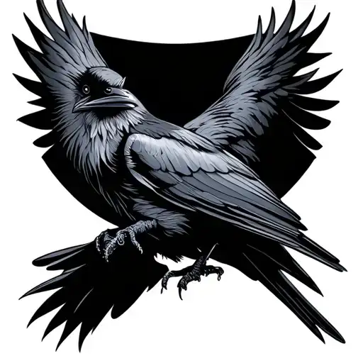 Raven And Crow Perched