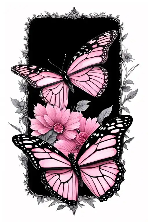 Pink With Two Steeple Butterflies Through