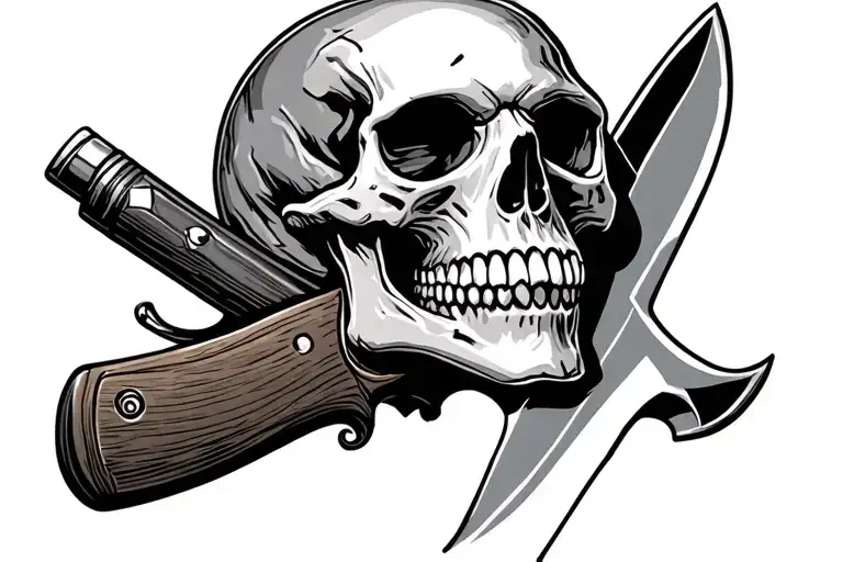 Skull With Knife