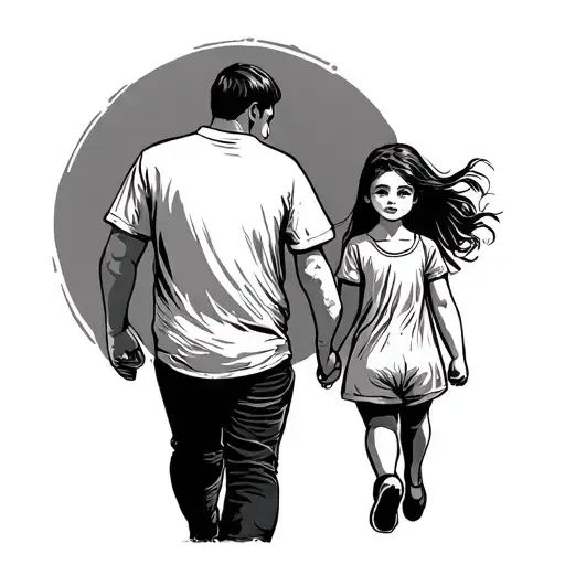 Dad And Daughter Walking