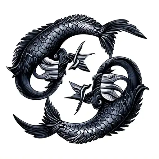 Gemini Pisces And Aries Astrological Sign Symbol Merged Together