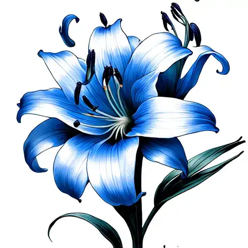 Blue Spider Lily That Starts Large On My Shoulder And Gets Smaller As It Goes To My Arm