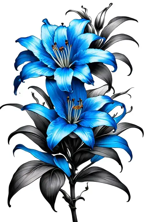 Blue Spider Lily That Starts Large On My Shoulder And Gets Smaller As It Goes To My Arm