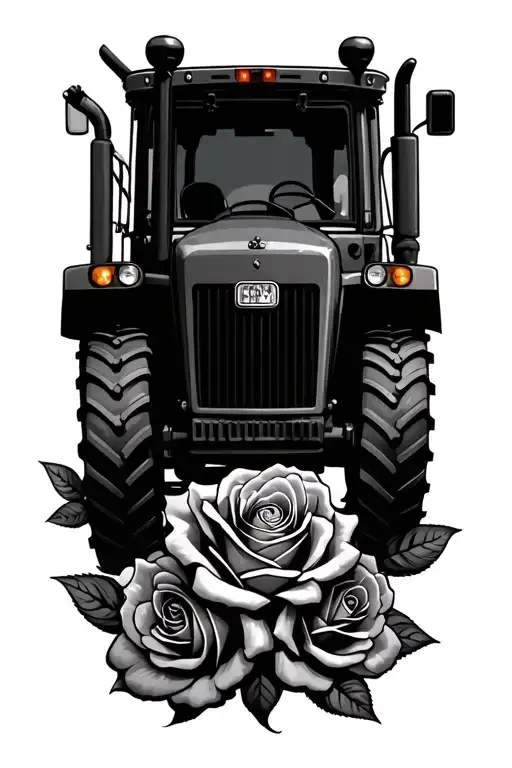 Tractor And Roses