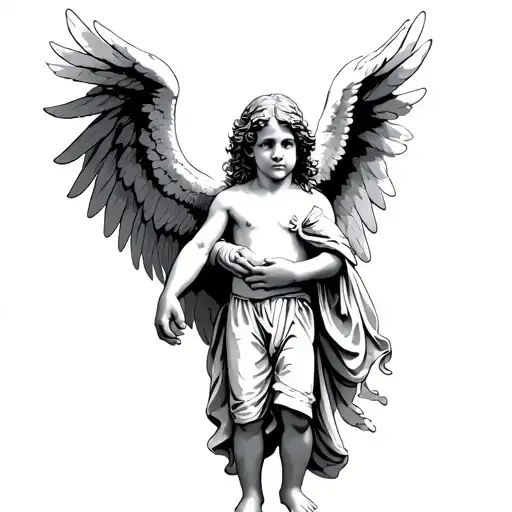 Angel Holding Boys Hand