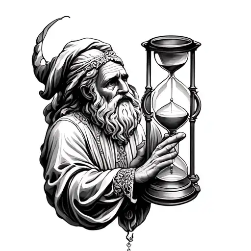 Father Time Holding Hourglass