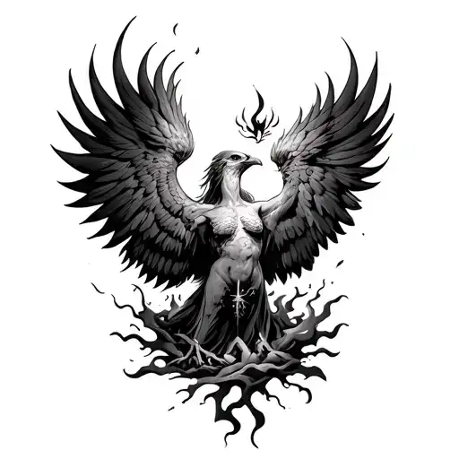 Trauma Survivor Healing Thigh Tattoo Phoenix Rising From Ashes