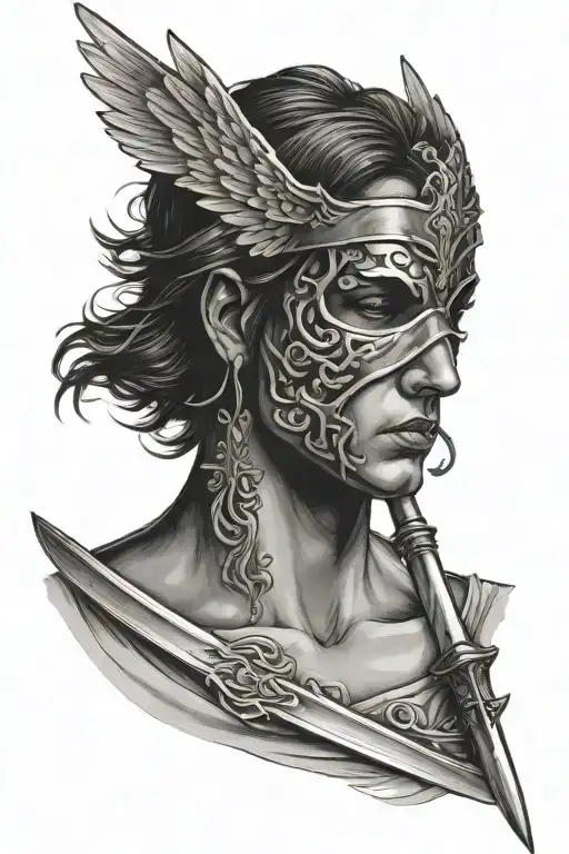 Angel Blindfold With A Sword