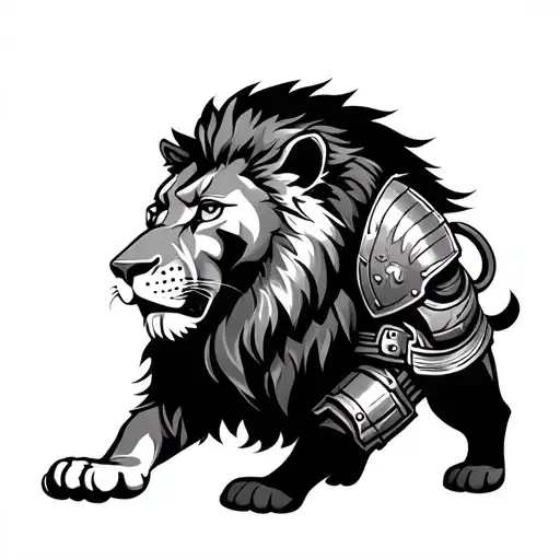 Judo And A Lion Wearing Armor