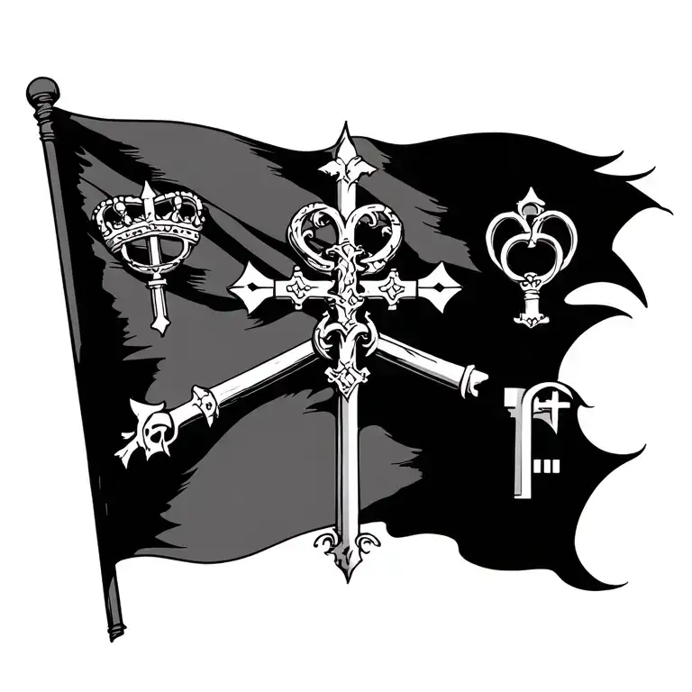 The Catholic King's Keys Or Death Flag Design