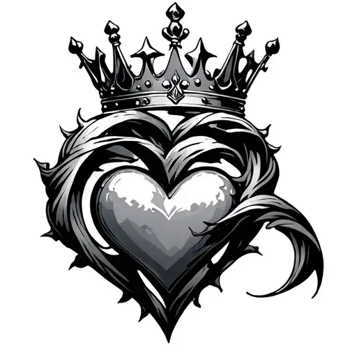 Quuen Crown And Heart Intertwined