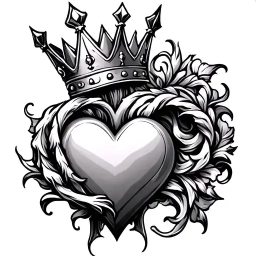 King Crown And Heart Intertwined
