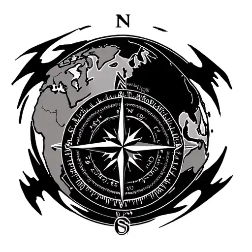 Compass Surrounded With World Map