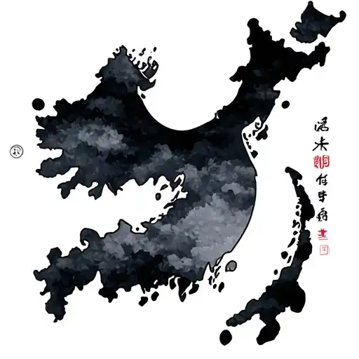 An Outline Of The Country Of Japan In Black And Gray