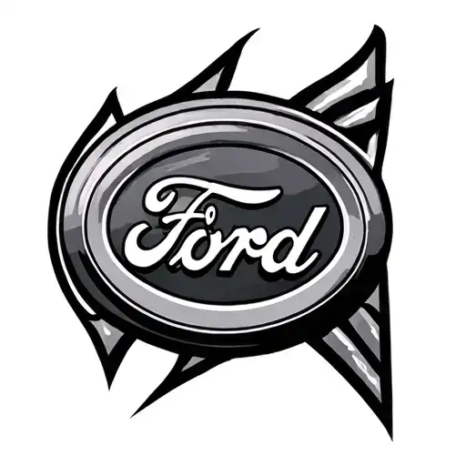 Ford Logo Incorporated Line Drawing
