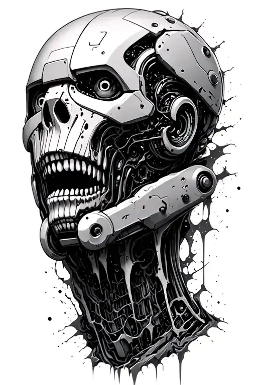 Robot Under The Skin Ripping Through Skin