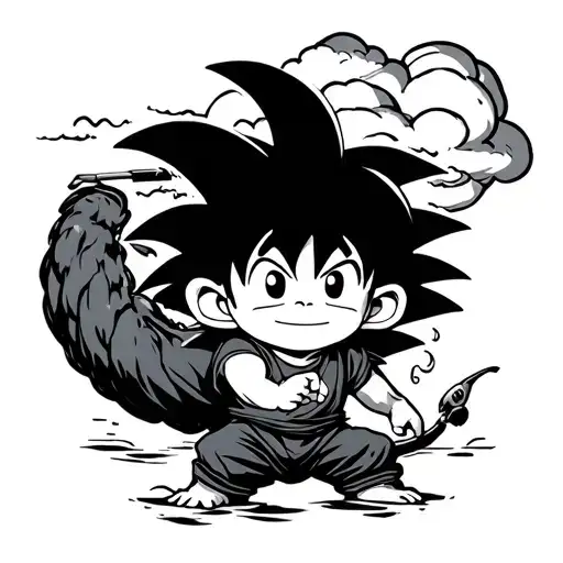 Goku Kid Fishing Monkey Tail Magical Cloud