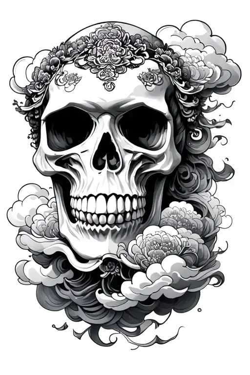 Chinese Skull And Clouds Floating
